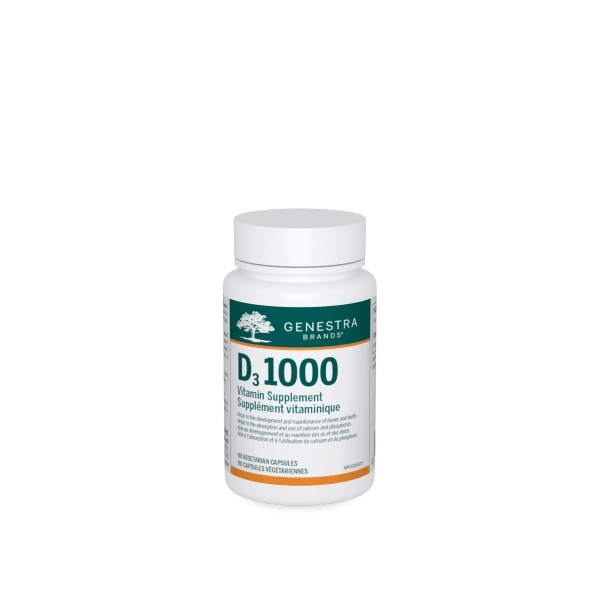 Genestra Brands D3 1000, 90 Vegan Capsules - Vitamin Supplements that Supports Calcium Absorption, Maintains Teeth and Bone Health