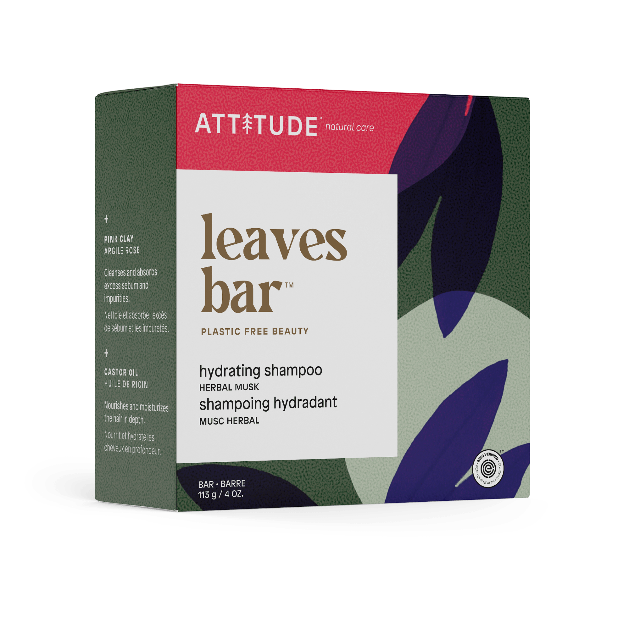 Attitude Shampoo Bar Hydrating Herbal Musk 113g