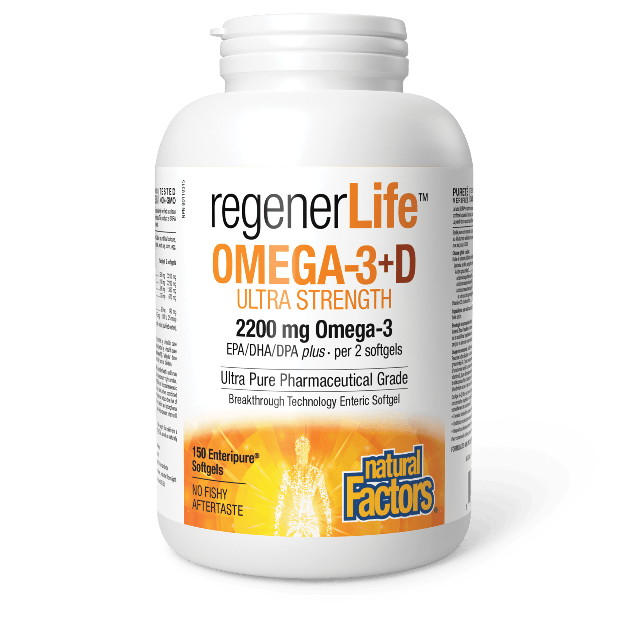 Natural Factors RegenerLife Omega-3+D Ultra Strength 150 Softgels
