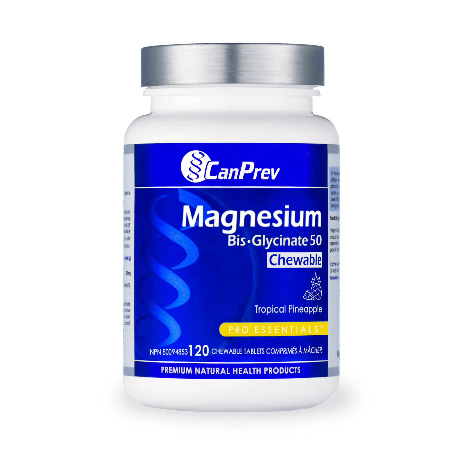 CanPrev Magnesium Bis-Glycinate 50 Tropical Pineapple 120 Chewable Tablets