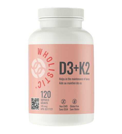 Wholistic D3+K2 120 soft gels