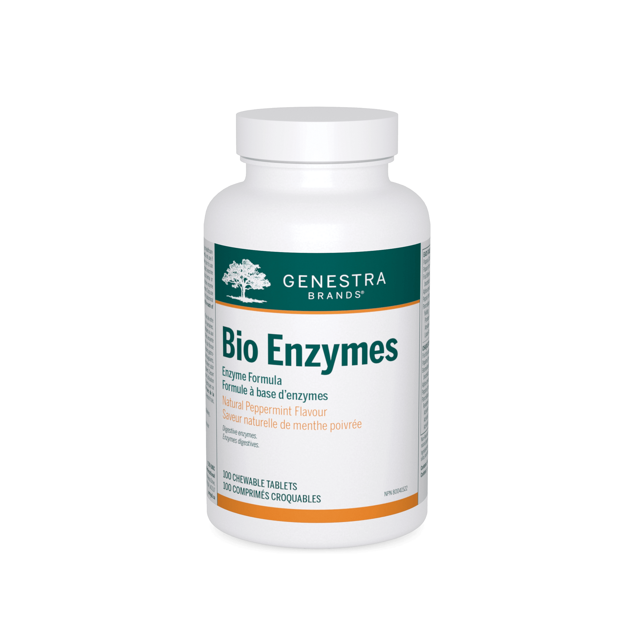 Genestra Brands Bio Enzymes 100 Chewable Tablets - Complete Digestive Enzyme Formula that Supports Optimal Digestion, Natural Peppermint Flavoured