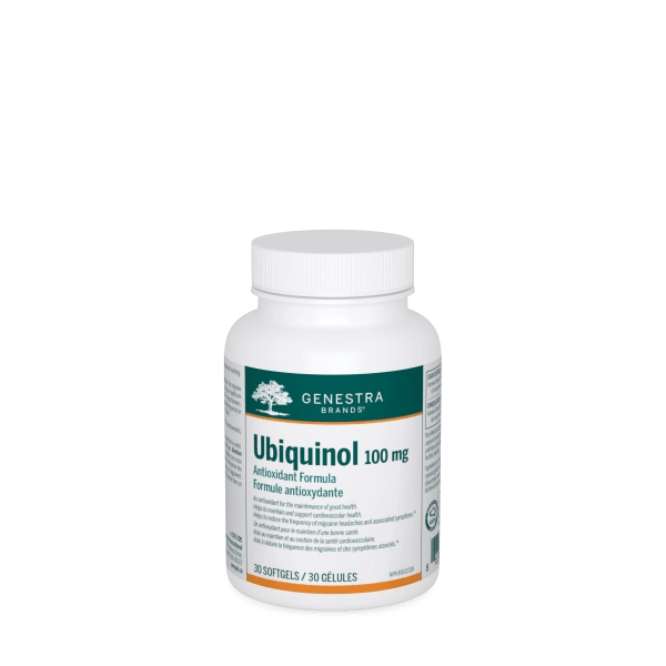 Genestra Brands Ubiquinol 100mg, 30 Softgels - Antioxidant, Coenzyme Q10, Reduced form of CoQ10, Supports Cardiovascular Health
