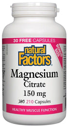 Natural Factors Magnesium Citrate 150MG 210C Bonus Size