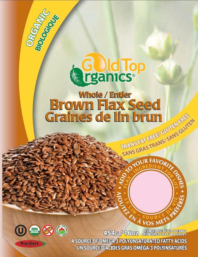 Gold Top Organics Whole Brown Flax Seed - 454g
