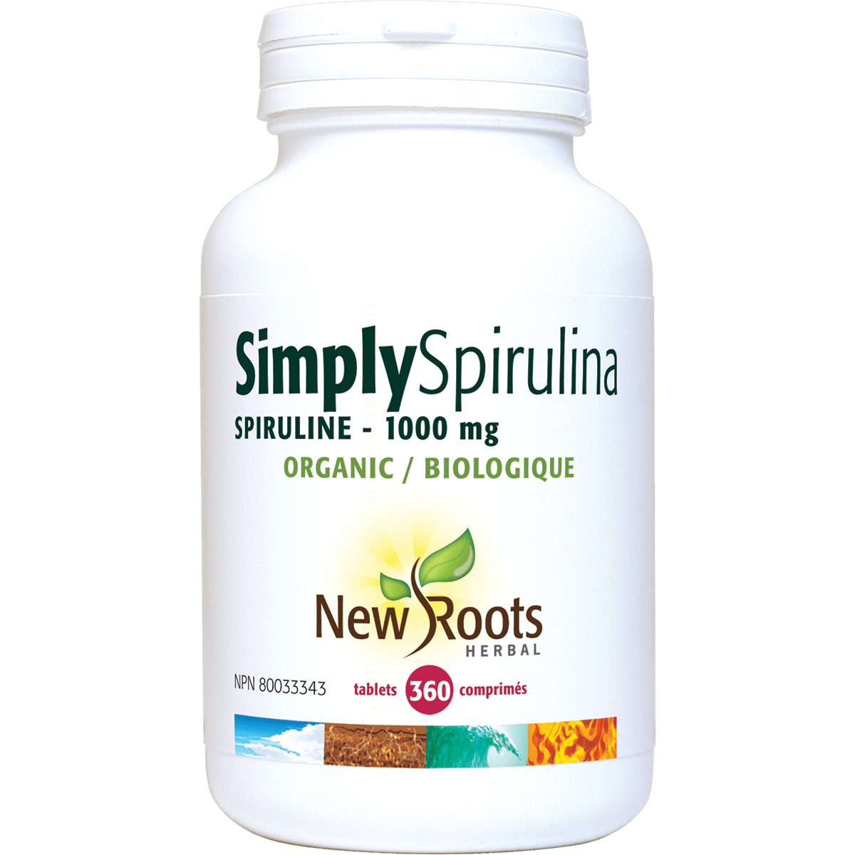 New Roots Simply Spirulina 1000 Mg 360 Tablets