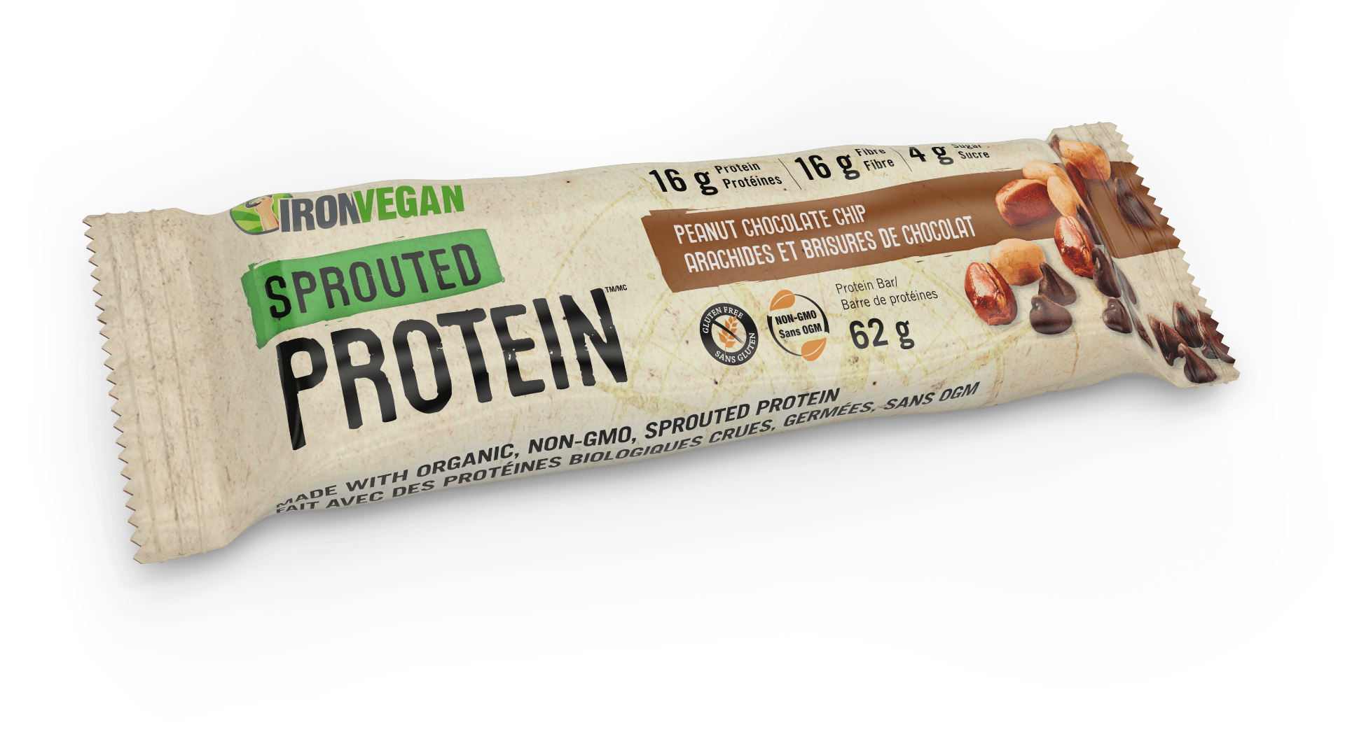 Iron Vegan Protein Bar - Peanut Choc Chip 62g