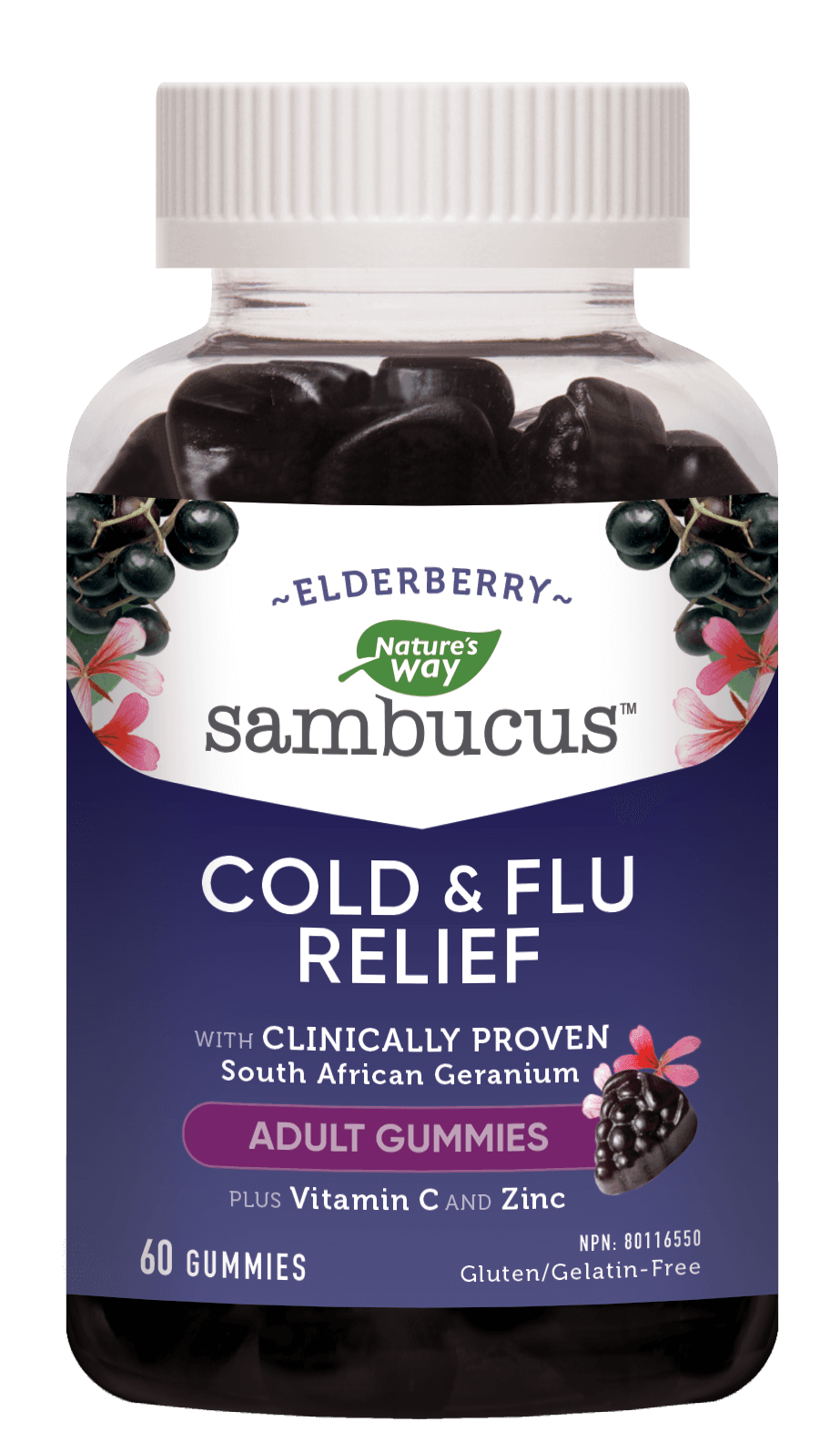 Nature's Way Sambucus Cold & Flu Relief Adult 60 Gummies