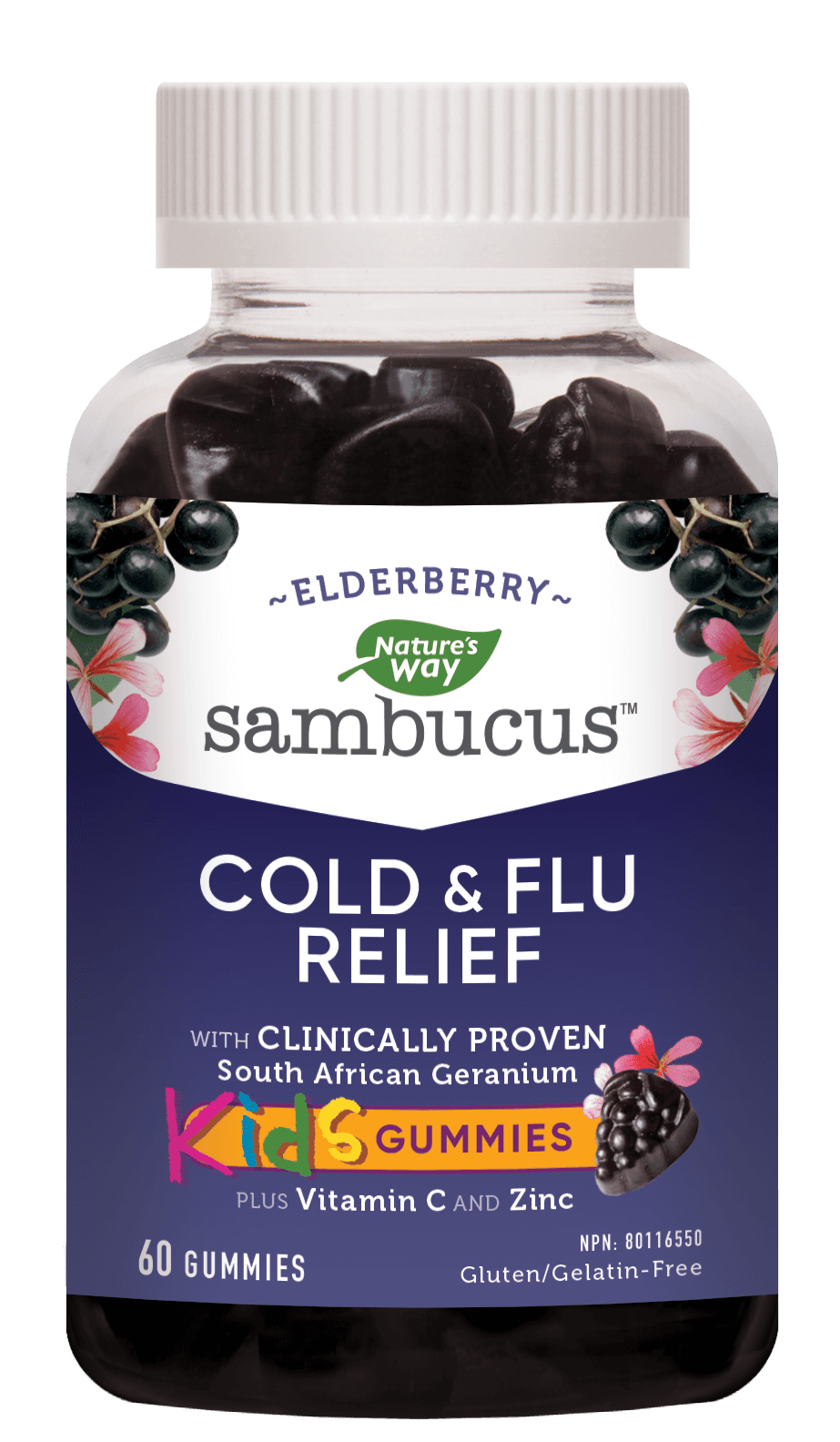 Nature's Way Sambucus Cold & Flu Relief Kids 60 Gummies