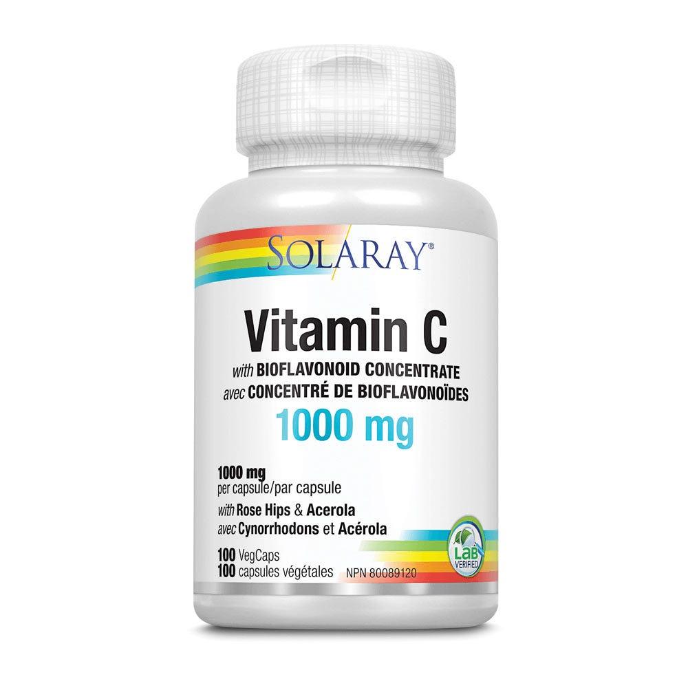Solaray Vitamin C with Rose Hips & Acerola - Timed Release - 1000Mg (100 Veggie Caps)