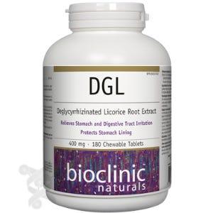 BioClinic Naturals DGL Deglycyrrhizinated Licorice Root Extract 400mg 180 chews