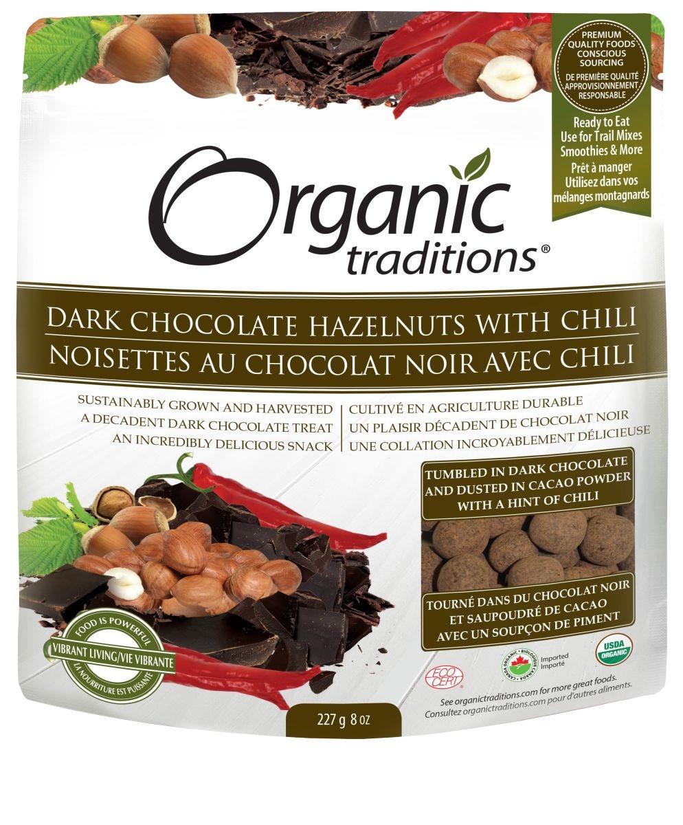 Organic Traditions Dark Chocolate Hazelnuts with Chili - 227g
