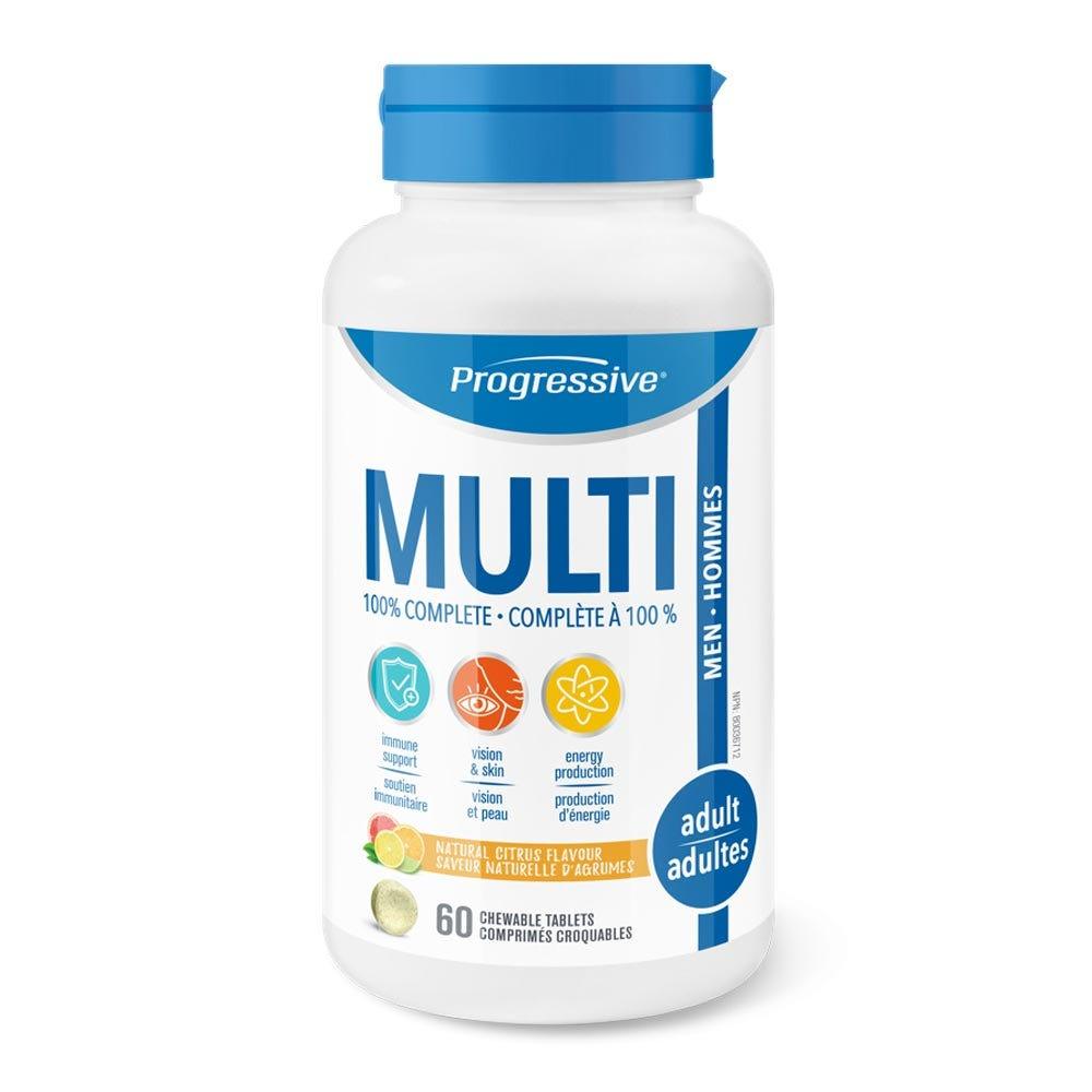 Progressive Natural Citrus Multivitamin Chewable for Adult Men - 60 Chewable Tablets