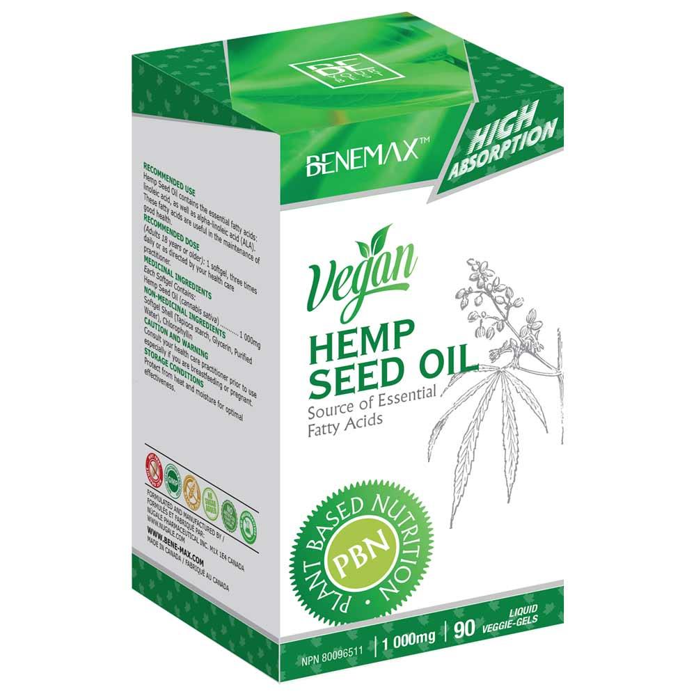 BENEMAX Vegan Hemp Seed Oil 1000mg, 90 Softgels Online