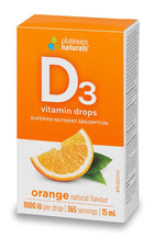 Platinum Naturals Orange Flavor D3 Vitamin Drops - 15ml