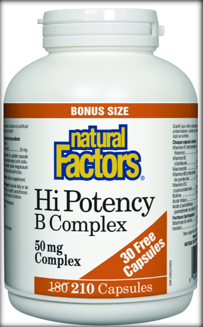 Natural Factors Hi-Potency B-Complex 210 Caps BONUS