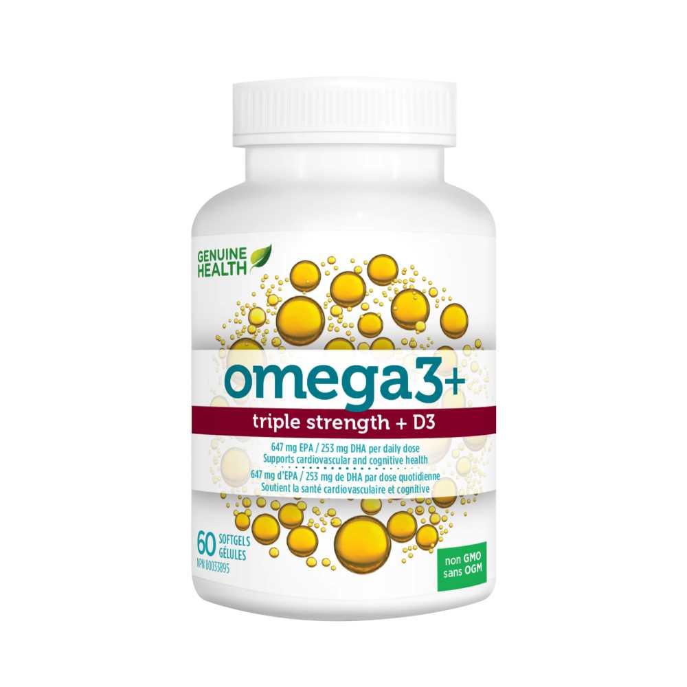 Genuine Health Omega3+ Triple Strength + D3 60 sg